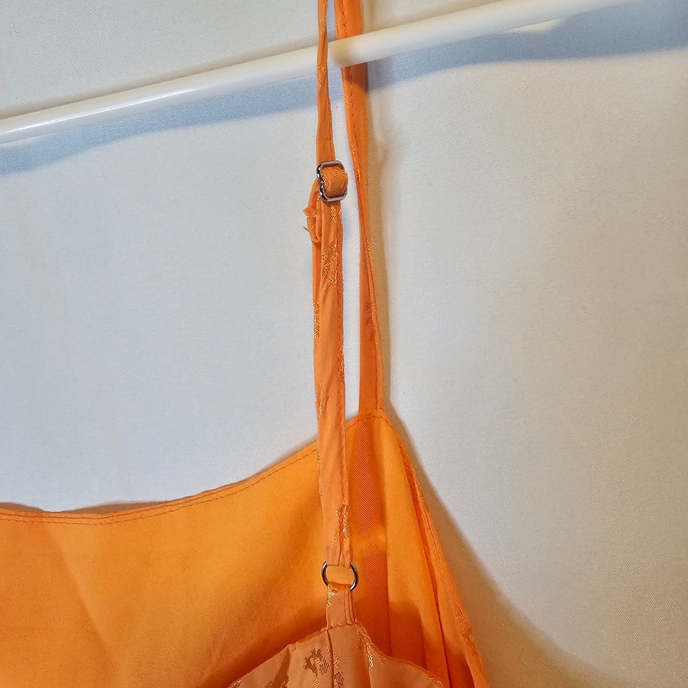 Lulus Orange Floral Jacquard Mini Slip Dress‎ Adjustable Straps Size L - Picture 6 of 8